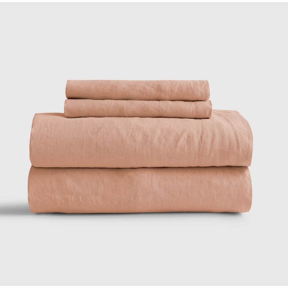 Quince European Linen Sheet Set size Twin XL Desert Sunset Pink 3 Piece